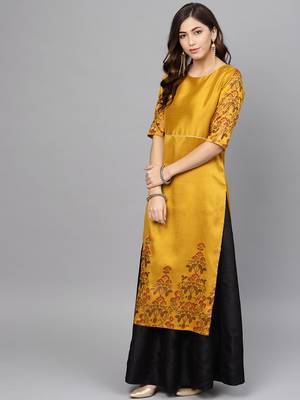 Mustard printed art silk salwar 3