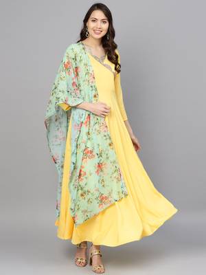 Yellow plain crepe salwar 1