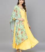 Yellow plain crepe salwar