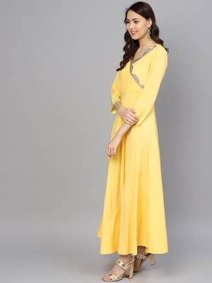 Yellow plain crepe salwar 2