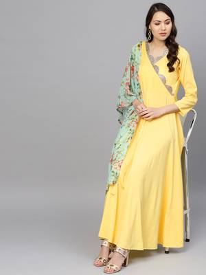 Yellow plain crepe salwar 4