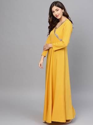 Yellow plain crepe salwar 3