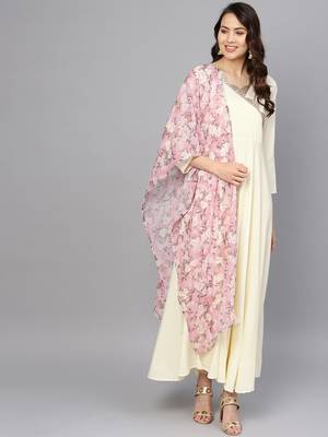 Cream plain crepe salwar 1