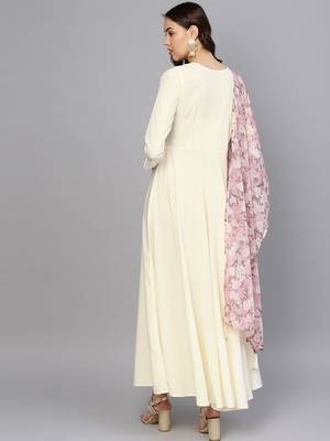 Cream plain crepe salwar 2