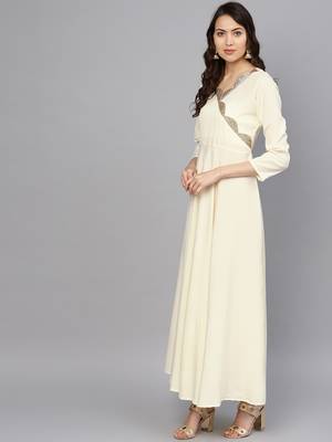 Cream plain crepe salwar 3