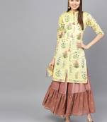 Light-yellow printed chanderi salwar