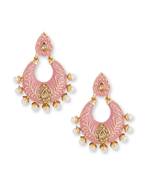 Wedding Pink Meenakari Stonework Chandbali