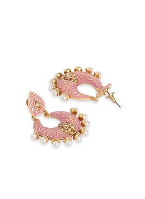Wedding Pink Meenakari Stonework Chandbali 2