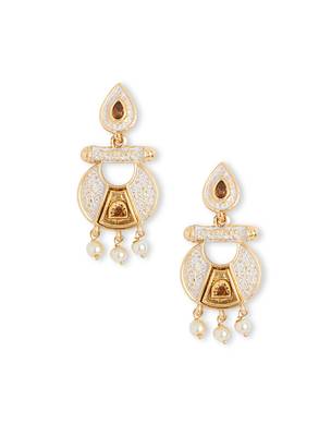White Meenakari Earrings 1