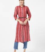 Pink printed viscose long-tops