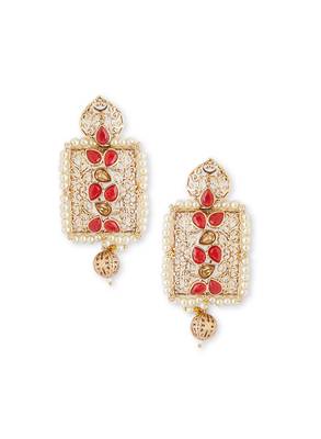 Red Stonework Earrings 1