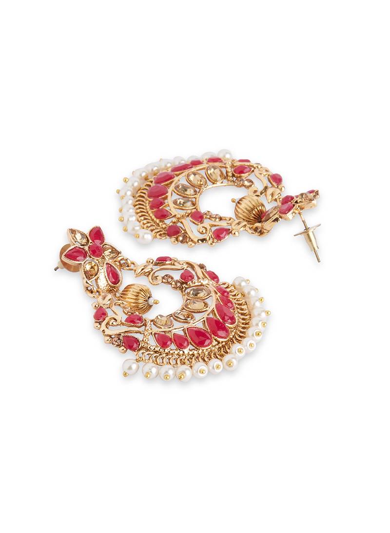 Red Partywear Chandbali