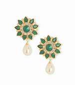 Green Stonework Studs Earrings