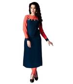 Women'S Blue Printed Georgette Ethnic Kurti