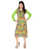 Women'S Light-Green Printed Georgette Ethnic Kurti