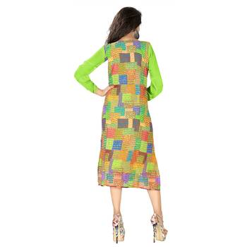 Women'S Light-Green Printed Georgette Ethnic Kurti 2