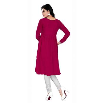 Women'S Red Embroidered Georgette Ethnic Kurti 2