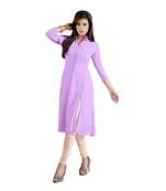 Women'S Light-Purple Printed Georgette Ethnic Kurti