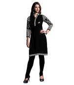 Women'S Black Printed Georgette Ethnic Kurti
