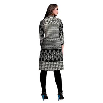 Women'S Black Printed Georgette Ethnic Kurti 2