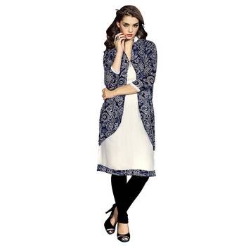 Women'S Blue Printed Georgette Ethnic Kurti 1