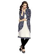Women'S Blue Printed Georgette Ethnic Kurti