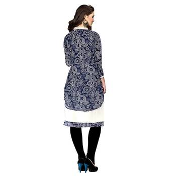 Women'S Blue Printed Georgette Ethnic Kurti 2