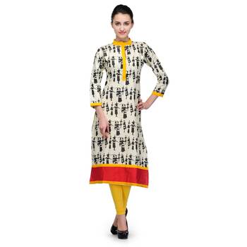 Women'S Green Printed Rayon Ethnic Kurti 1