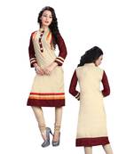 Women'S Beige Printed Cotton Ethnic Kurti