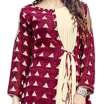 Women'S Magenta Printed Georgette Ethnic Kurti 2