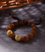 Dual OM Gold-Plated Bead Rudraksha Mahadev Bracelet
