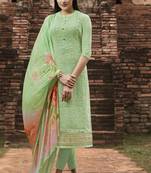 Green Embroidered Georgette Semi Stitched Salwar With Dupatta