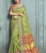Light Green Bamboo Silk Printed Saree