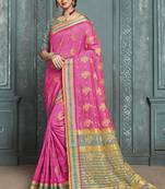 Pink Bamboo Silk Printed Saree