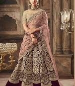 Maroon Falkn Velvet Bridal Lehenga