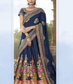 Blue Banarsi Jacquard Wedding Wear A Line Lehenga Choli