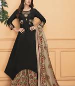 Black Embroidered Silk Blend Stitched Salwar With Dupatta