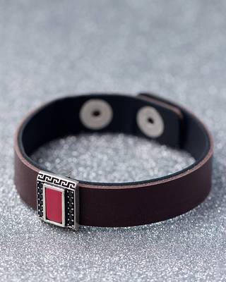 Broad Brown Leather Band Milestone Bracelet 1