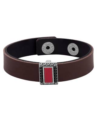 Broad Brown Leather Band Milestone Bracelet 2