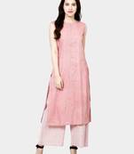 Pink Plain Cotton Kurta Set