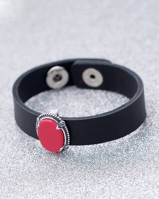 Red & Black Milestone Leather Bracelet 1