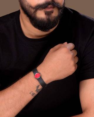 Red & Black Milestone Leather Bracelet 5
