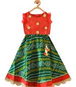 Green Printed Art Silk Stitched Ghagra Choli