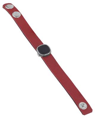 Milestone Oxidized Silver Plated Red Leather Bracelet 3