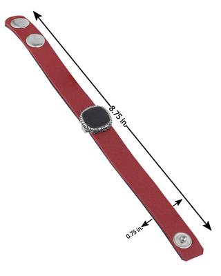 Milestone Oxidized Silver Plated Red Leather Bracelet 4