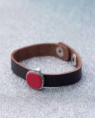 Broad Brown Leather Milestone Bracelet 1