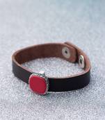 Broad Brown Leather Milestone Bracelet