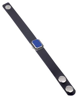 Black CZ Studded Milestone Leather Bracelet 3
