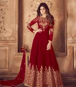 Maroon diamond work faux georgette salwar