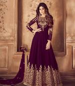 Purple diamond work faux georgette salwar